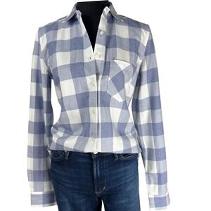 UNTUCKit Volnay Blue White Buffalo Check Button Up Shirt Size 4 Farmcore Cowgirl